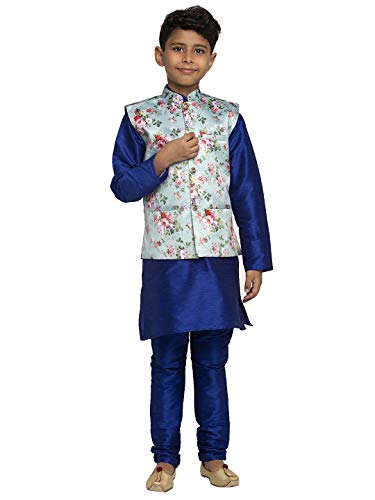 Image of KRAFT INDIA Boys Satin Printed Nehru Jacket Only