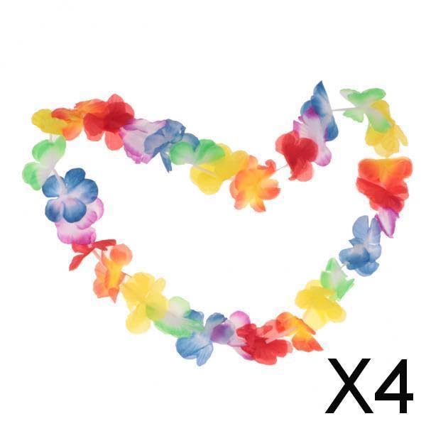 Image of 4xHawaiian Tropical Luau Flower Leis Garland Necklace Beach Party Decor Multi
