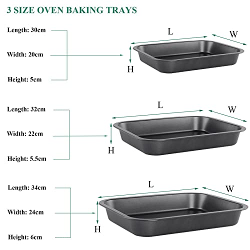 4 Pack Non Stick Oven Baking Tray Set Heavy Duty Black Carbon Steel Baking Sheets Deep Roasting Tins Pans (PFOA Free) - Image 3