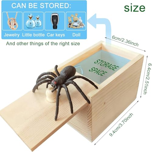 Tccydm 2PCS Spinne In Box Spinne Streich-Box Holz Streich Spinne Spinnen Prank Box Holz Prank Spider Scare Streich, für Kinder Erwachsene Party Favors Gifts