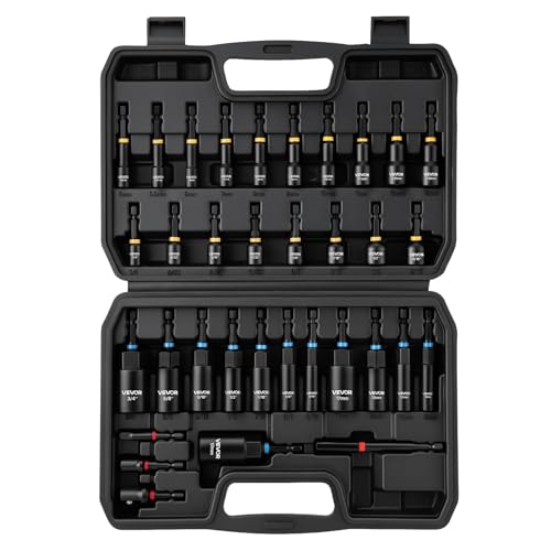 Image of VEVOR Master Magnetic Impact Nut Driver Set 34-Piece, Metric & SAE Sizes, with Nut Setter, Quick Release Extension, Wing Nut Driver, Storage Box, Versatile for Automotive, Machinery, and DIY Tasks
