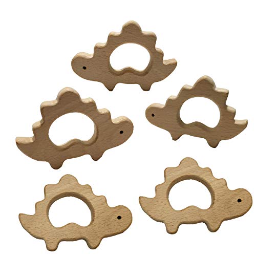 Image of 5pcs Beech Wooden Dinosaur Montessori Toy Natural Handmade Pure Wood Cartoon Animal Toys DIY Party Photography Pendant (Dinosaur 5pcs)
