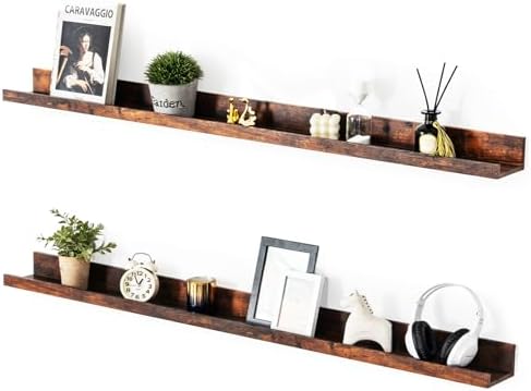 Muzilife 55" Large Floating Wall Ledge Shelves with Lip - Set of ...