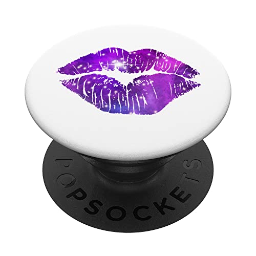 Lips Kiss Design Birthdays and Valentine's Day Girls Women PopSockets Swappable PopGrip, Black