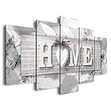 AWLXPHY Decor Heart of Home Love Wall Art Framed Canvas Painting Pink and Grey 5 Panels for Living...