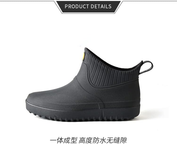 jessie Men Rain Boots Outdoor Slip On Waterproof Non-Slip Rubber Ankle Boots Rain Booties - Image 7