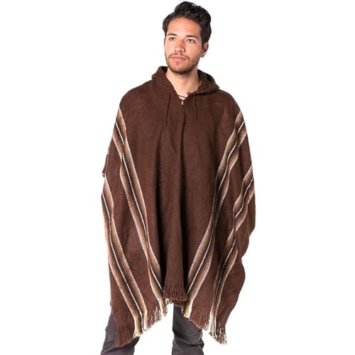 Gamboa Alpaga Poncho Homme à Capuche Mexicain Cape Manteau Lain Automne Hiver