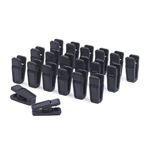 Aeeque® robust slim black brace plastic clips for clothing / trousers / dress / socks / underwear, black