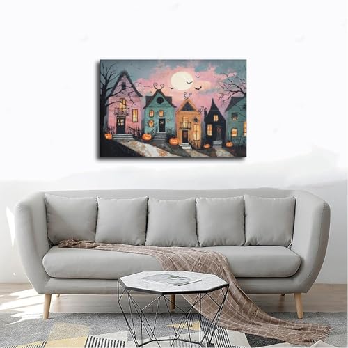 Poster paysage nocturne Halloween pour mur vide chambre