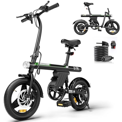 Finbike E-Bike für Erwachsene 250W Motor, 20km/h Ebike Klapprad, 14 Zoll E Bike Herren mit Smart Uphill, 280.8Wh Batterie, Electric Bike mit 25 Miles PAS Reichweite, Elektrofahrrad Klappbar für Damen