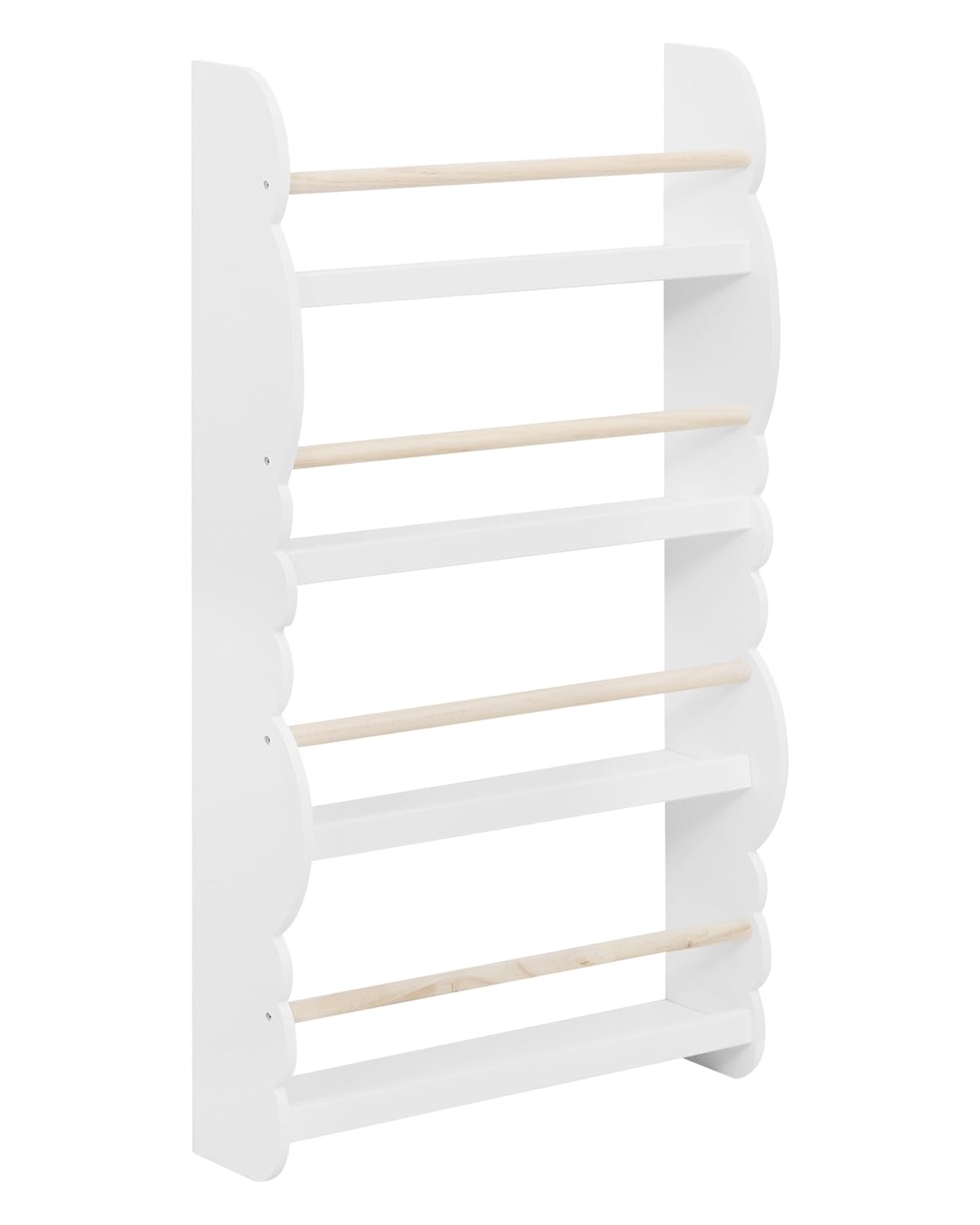 WOLTU Kids Librería Infantil Pared Estantería Frontal de Madera Organizador, 4 Compartimentos, Pequeño de Libros Juguetes para Habitaciones de niños Sala de Juego Guardería, Blanco
