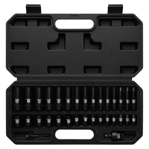Image of EMENTOL 32Pcs 3 /8 inch Dr. Impact Socket Set, 8-22mm, 12-Pt, CR-V