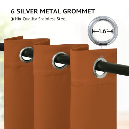 Image of COSVIYA Grommet Room Darkening Brunt Orange Curtains 84 inch for Bedroom | Light Blocking Insulated Thermal Curtains for Living Room, Blackout Thick Polyester Window Drapes,38x84 inches, 2 Panels