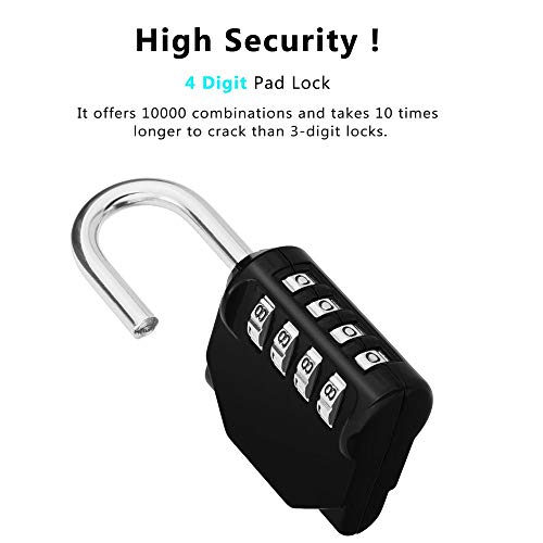 Image of ZHEGE Combination Lock Outdoor 3 Pack, 4 Digit Resettable Weatherproof Combination Padlock for Gym, School, Gates, Doors, Hasps Storage