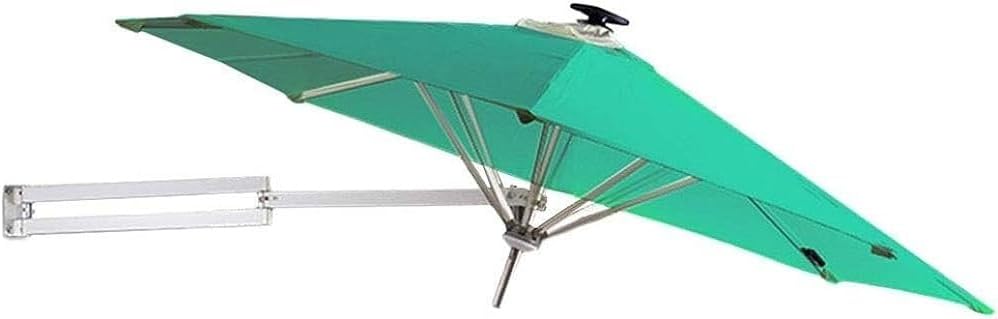 Beach Umbrella Garden Parasol Wall Mounted with Solar LED Lights and Metal PoleOutdoor Garden Patio Sunshade Umbrella with Tilt Adjustment