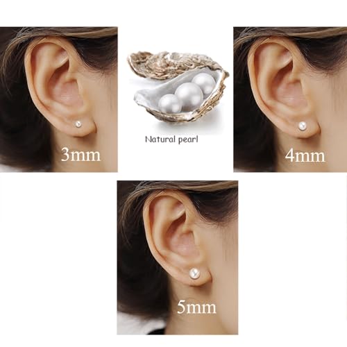 Pearl Stud Earrings Sterling Silver Small Tiny 3-5mm White Freshwater Pearl Earrings Studs Silver/Gold for Women3