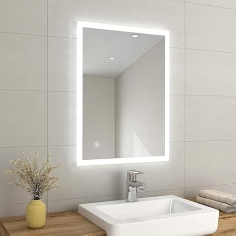 EMKE LED Bathroom Mirror with Shaver Socket Cover