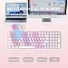 COVEVA Wireless Bluetooth & 2.4G Dual Mode Keyboard - Connect up to 3 Devices Simultaneously, Portable 100-Key Retro Round Keycaps Keyboard (Rainbow Pink)