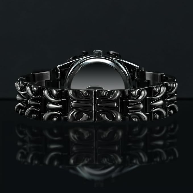 Image of Gothic Watch for Men - Crimson Eclipse, Sunburst Dial Stainless Steel Designer Wrist Watch, Stylish Fashion Watch