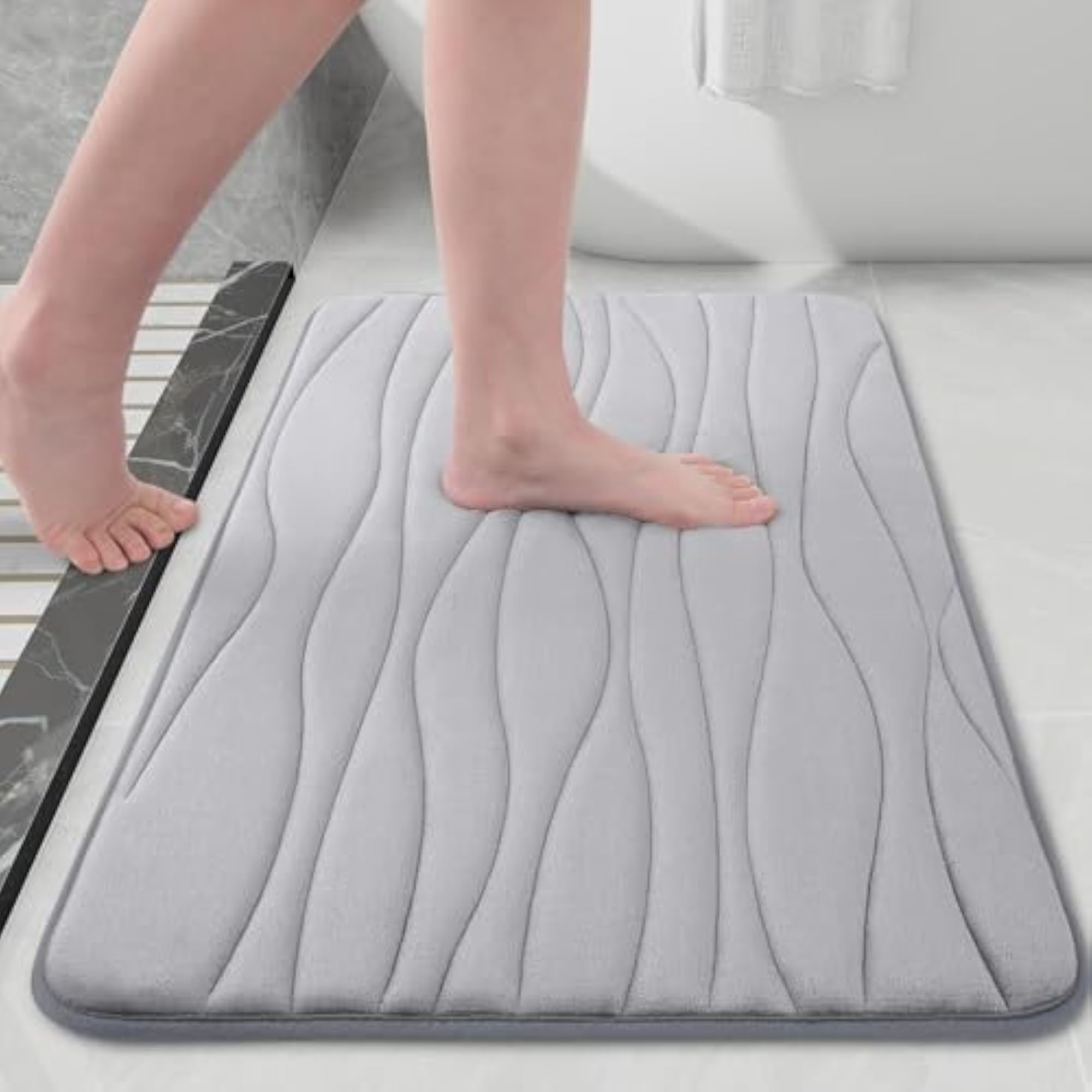 Stylish Doormat Water Absorbent Bath Mat, Grey