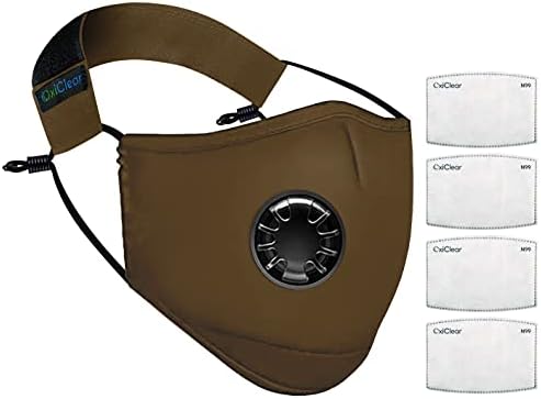 OxiClear N99 Anti Pollution Face Mask with 4 Activated Carbon Filters & Detachable Headband D.R.D.O Certified (Khakhi)