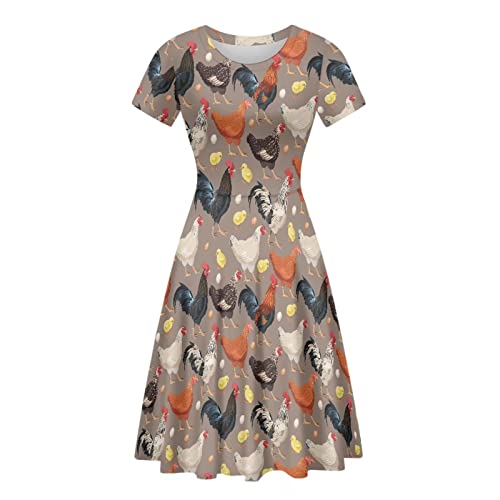 Image of Biyejit Women's Summer Casual Short Sleeve T-Shirt Swing Dress Crew Neck Plus Size S-4XL