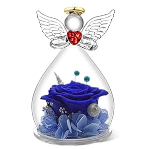 Qinqinxin Cadeau voor mama oma, eeuwige rooskoepel glas engel, handgemaakte eeuwige bloem engelfiguur, origineel verjaardagscadeau voor haar Valentijnsdag Moederdag