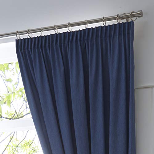 Fusion Dijon-Blackout/Thermal Insulated Pair of Pencil Pleat Curtains, Navy, 46" Width x 90" Drop (117 x 229cm) - Image 3