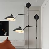 Plug in Wall Sconces, Swing Arm Wall Lamp Set of 2, Black Swing Arm Wall Sconces, Mid Century Modern