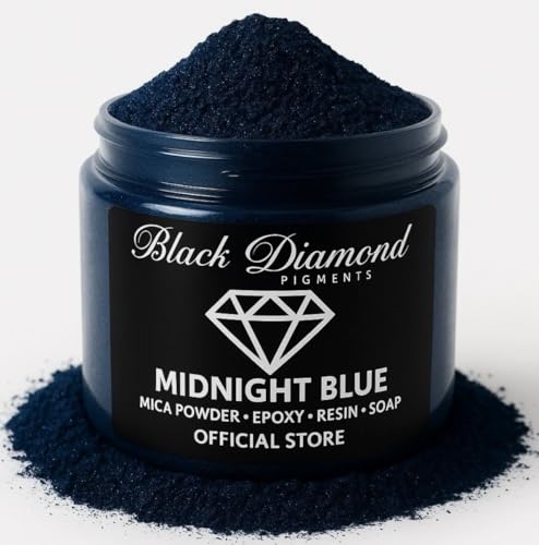 Black Diamond Pigments® | (Midnight Blue) Pigment is a Premium Professional, Non-Toxic mica with unrivaled Color Saturation That Blends with epoxy Resin, Nail Polish, Slime, Lip Gloss and Acrylic