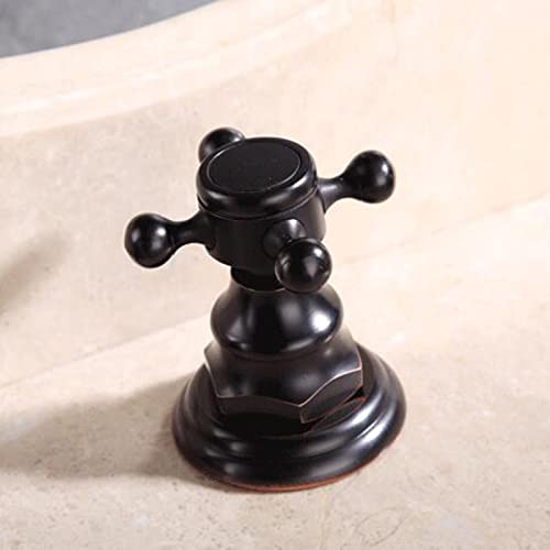 Mélangeur lavabo salle de bain double commande en laiton antique rustique - 6