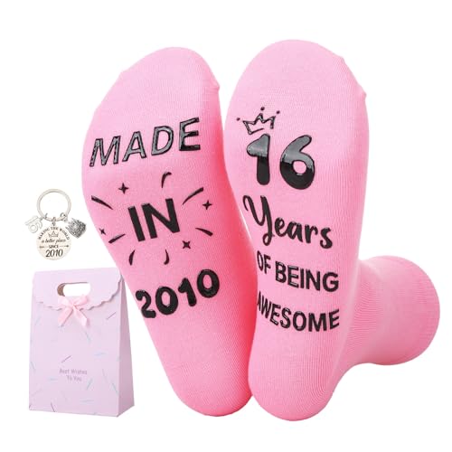 Zuimei 16th Birthday Gifts for Girls Socks with Keyring and Present Bag