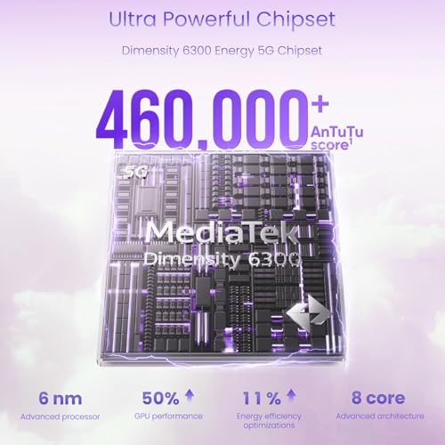 Image of realme 14T 5G Smartphone 8+128GB Lightning Purple, 6.67-inch Screen, 120Hz Display, 6000mAh Battery, 68MP Camera, MediaTek Dimensity 6300, IP69