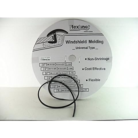 Flexline Windshield Auto Glass Universal Molding Flexible Trim Rubber 12.8mm 15' UM1226BR Cover