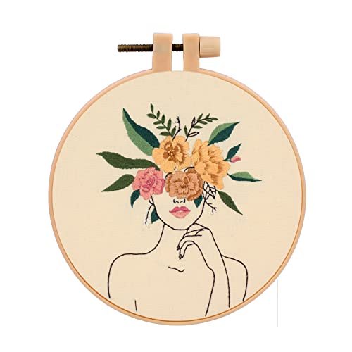 JSRQT Mujer Kit de Inicio de Bordadocon Patrones e Instrucciones,Kits Punto de Cruz para Principiantes y Adultos
