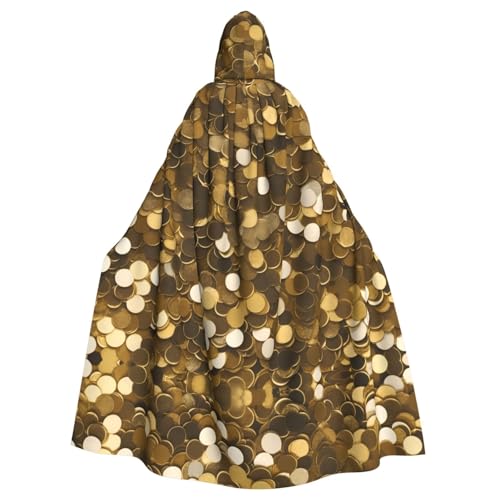 Cape à capuche à paillettes dorées adulte costume long homme femme