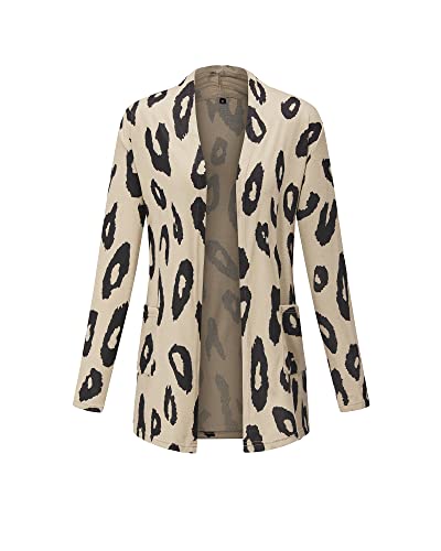 ULTRANICE Cardigan Sweaters Womens Fashion 2024 Trendy Lightweight Long Sleeve Casual Knitted Cardigans Sweater Tops Clothes Outfits with Pockets(Leopard T,S)4
