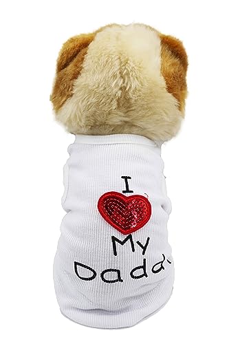 Small Dog Clothes XXS Puppy Dogs Shirt I Love My Mom Mommy Dad Daddy Dog T Shirts for Small Dogs