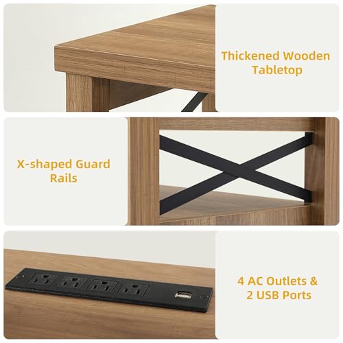 DWVO Farmhouse TV Stand for Living Room, Boho Entertainment Center for Bedchamber w/2 Rattan Cabinets, Television Stand w/Storage Large Media Console Table for TVs up to 50 55 60 65 Inch (Oak)
