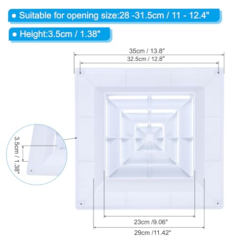 PATIKIL Square Air Vent Cover 14 x 14 Inch, 1pcs Plastic Air Return Grille Sidewall or Ceiling Air Diffuser for Home Office Bathroom Kitchen Toilet Ventilation, White by PATIKIL - Image 2