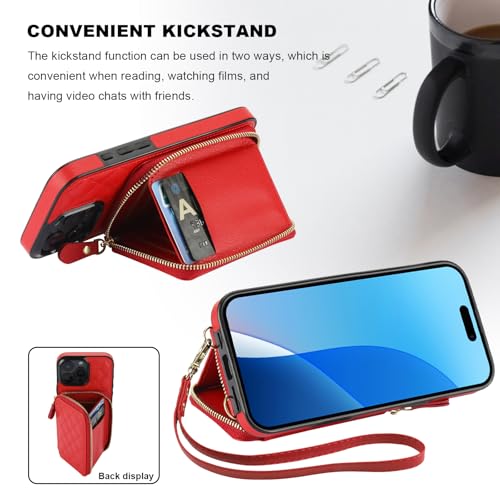 Bocasal Crossbody Wallet Case Card Holder for iPhone 16 Pro Max Red by Bocasal - Used condition - Image 6