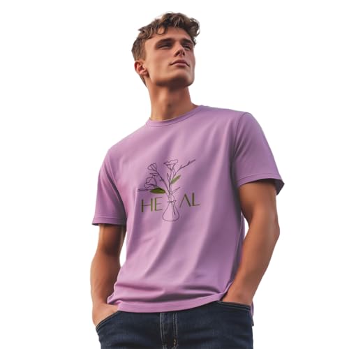 Image of NOBERO 100% Cotton T Shirts for Men Stylish | Regular Fit | Graphic Printed T Shirts for Men 180 GSM Combed Cotton | Round Neck Half Sleeve