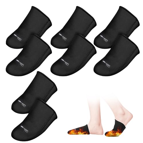Veesper 4 Pairs Toe Warmers, Winter Thermal Feet Warmers Elastic Neoprene Toe Covers Feet Warmers for Cycling Running Hiking Ice Baths, Black