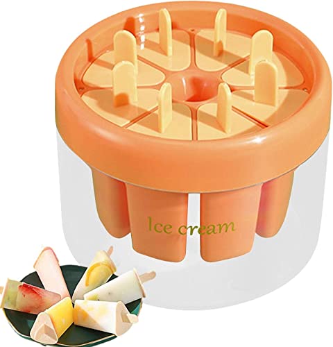 8 Pieces Ice Pop Mold,2023 New Popsicle Mold Set 8 Pieces, Homemade Silicone Popsicle Maker, Easy Release Ice Cream Molds, Reusable Diy Pop Molds Ice-Cream Molding Ice Box-Orange #TOP1