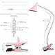 Qooltek Leselampe Klemme mit 3 Farbmodi 10 Helligkeit, Klemmlampe Bett für Schreibtisch Nachttisch, 5W USB Schreibtischlampe mit flexiblem Arm, Pink