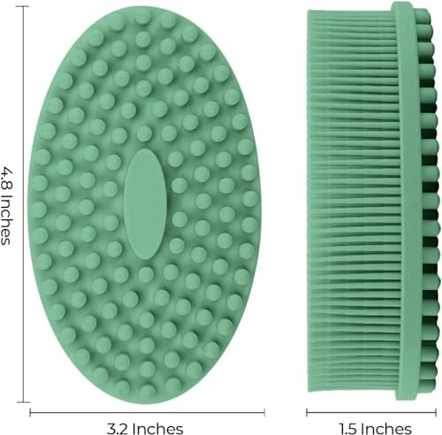 Image of Silicone Body Scrubber, Gentle exfoliating Body Scrubber That's Easy to Clean, Lathers Well, Long Lasting, and More Hygienic Than Traditional Shower Loofah (Olive Green)