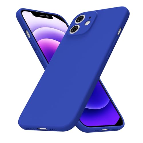 uvcoat for iPhone 12 Mini Case Silicone Phone Case, Slim Thin Soft Rubber Gel Cases for Women Girls, Cute Matte TPU Phone Cover with Full Camera Protection, Minimalist Plain Design, Royal Blue