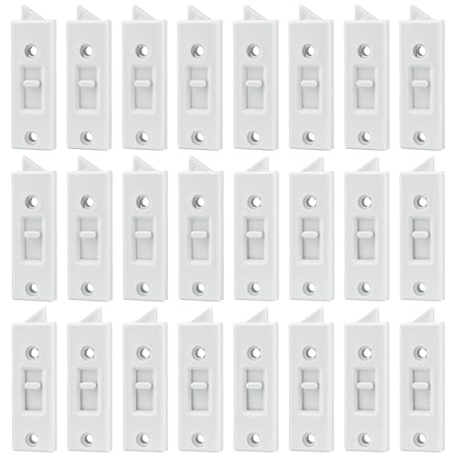 24 Pcs Window Latch Locks Spring Loaded Window Tilt Latch Replacement Part by JPKTA,Vinyl Plastic Construction,Window Parts and Hardware 2 Inch Hole Center Spacing Sliding Lock White