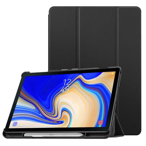 Fintie Slim Case for Samsung Galaxy Tab S4 10.5 2018 with S Pen Holder, Ultra Thin Tri-Fold Stand Cover with Auto Sleep/Wake for Samsung Tab S4 10.5 Inch Tablet SM-T830/T835/T837, Black by FINTIE - Used condition - US$10.44
