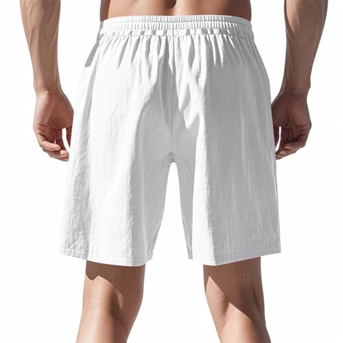 Men Summer Linen Shorts Elastic Waist Drawstring Shorts with Pocket 2025 Casual Fashion Beach Pants Fitness Sweatpant4
